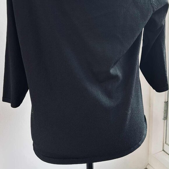 Nygard Collection Black Rayon-Blend Top with Chiffon Rosette Neckline – US L/XL - Picture 7 of 10